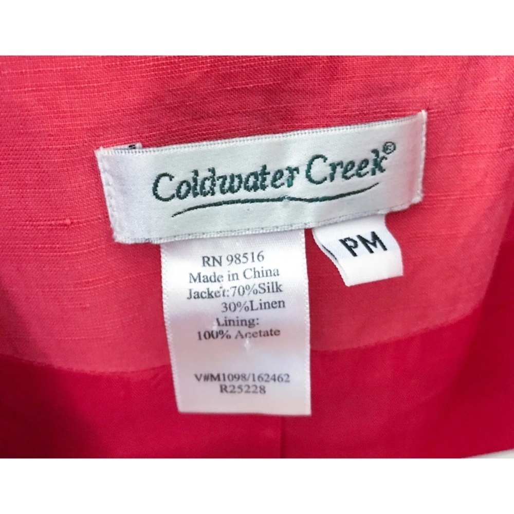 Vintage Orange Silk Linen Open Blazer Petite Medium Y2K Lagenlook Goblin Core - Picture 2 of 3